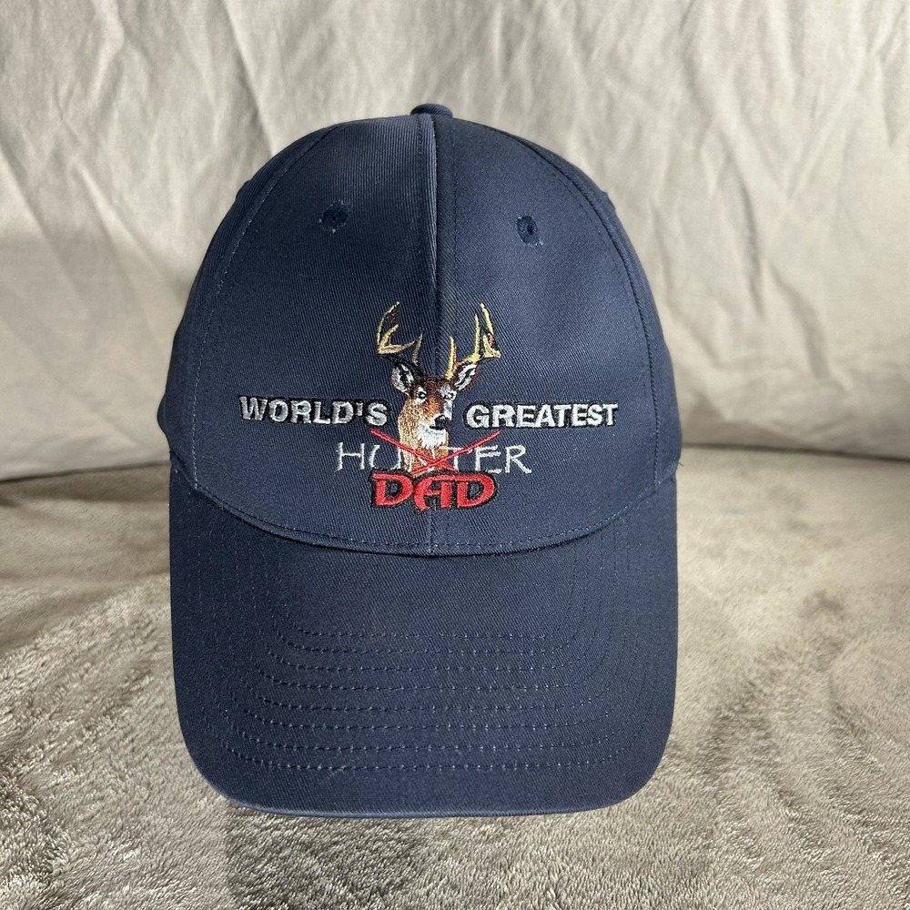 Signatures "World's Greatest Hunter Dad" Embroidered Baseball Cap – Navy Blue‎